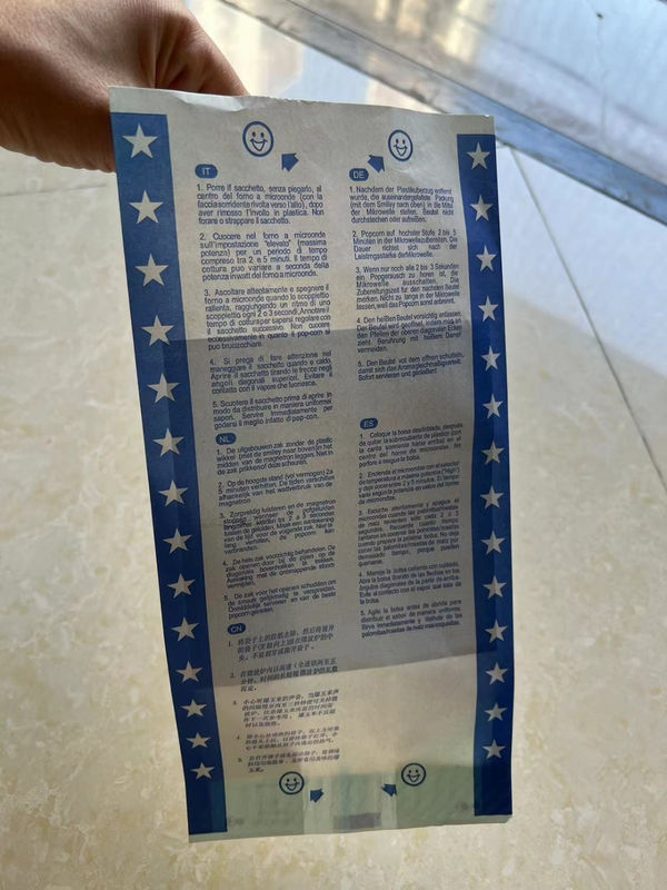 Su geçirmez ve yağ geçirmez Kraft Kağıt Torbası Mikrodalga Fırını Özel Patlamış Mısır Kağıt Torbası Özel Yapılmış